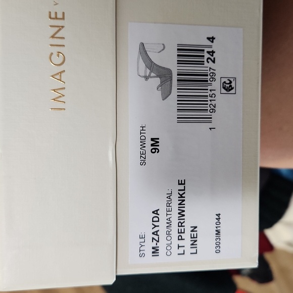 Vince Camuto Imagine periwinkle wooden block heels size 9M New in box linen - Picture 11 of 11